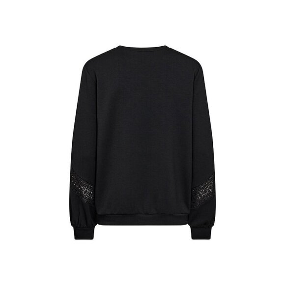 NWT SOYA CONCEPT BANU BLACK CROCHET CREWNECK SWEATER - Picture 5 of 5